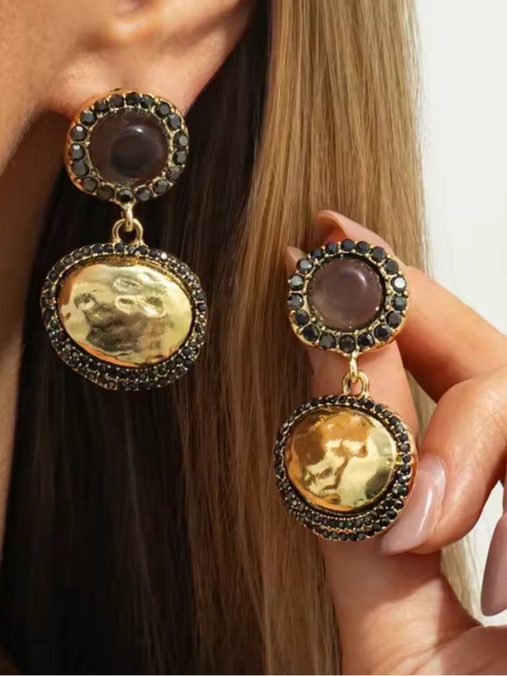 !!! Vintage Gold and Brown Drop Earrings - Women Jewelry